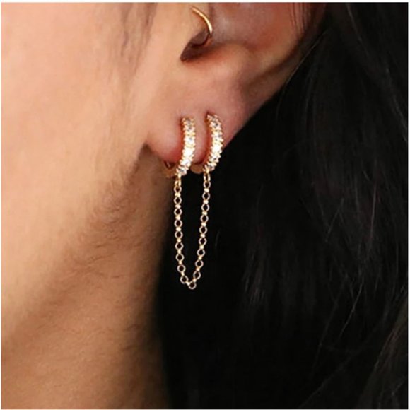 Double Hoop Chain Earrings - Picture 8 of 11